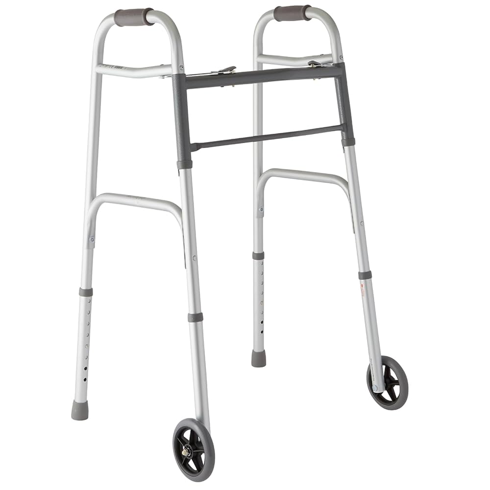 うし Medline Folding Paddle Walker with 5in Wheels Blue 1Ct